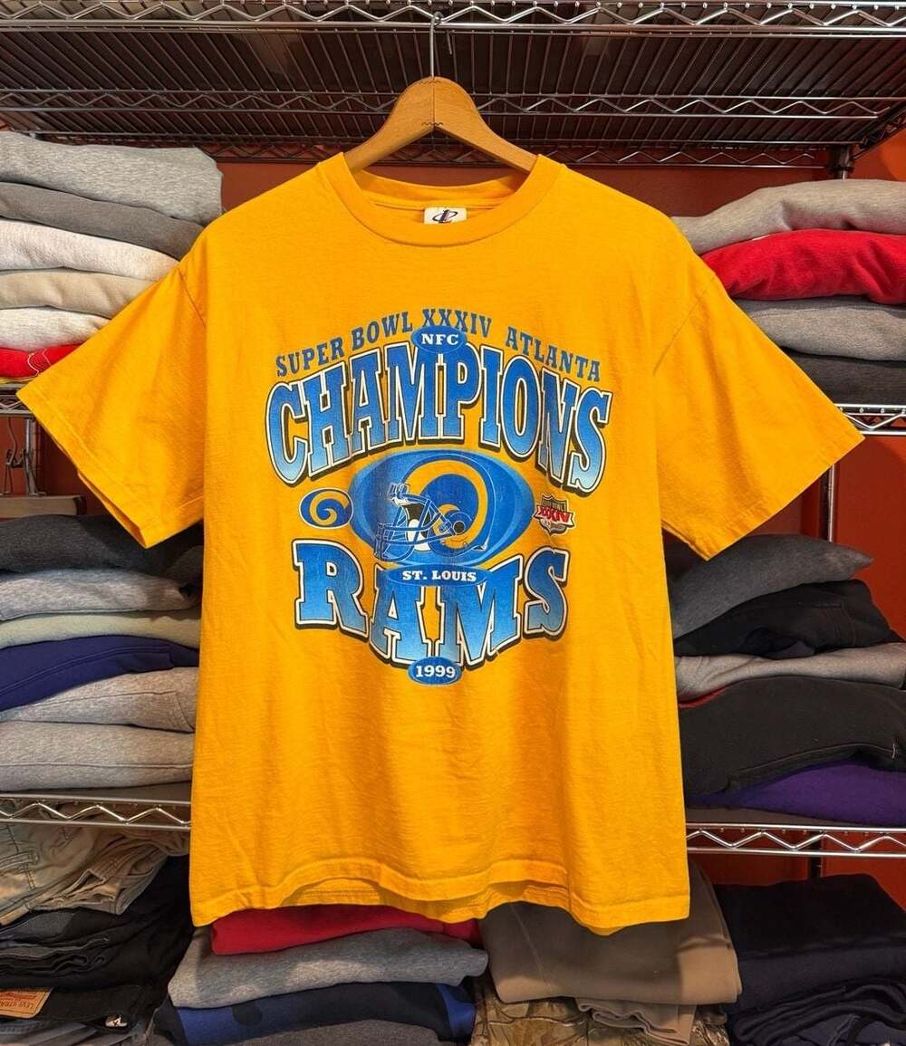 Logo Athletic St. Louis Rams 1999 Champions Size L Yellow T-Shirt